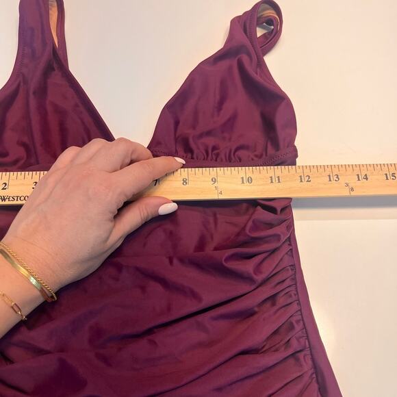 J Crew Burgundy Plunging Neckline One Piece Size 8 NWT - Picture 7 of 8